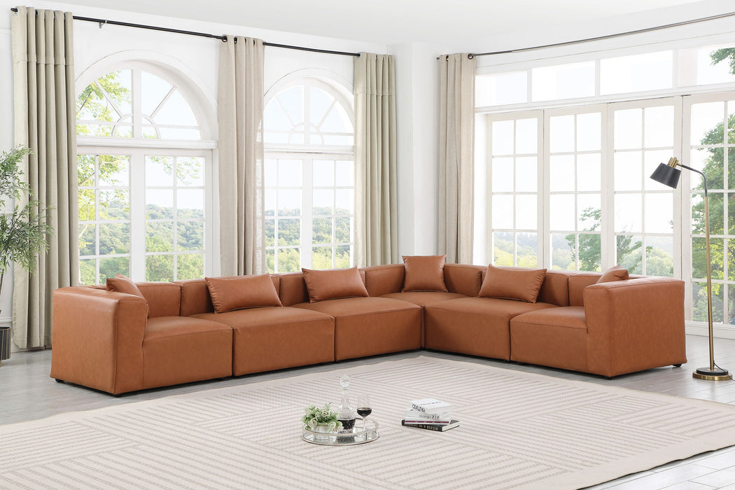 Cube - 6 Piece Modular Corner Sectional - Cognac Meridian Furniture