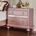 Nightstand With Mirror Accent Panels, 2 Drawer Design - Rose Gold Home Essentials