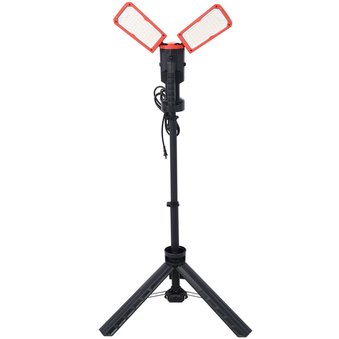 10000 Lumen 100 Watt Dual - Head LED Work Light With Telescoping Tripod, Work Light With Stand Rotating Waterproof Lamps And 9Ft 3 - Prong Power Cord 2X50W LED Worklight With Telescoping Tripod