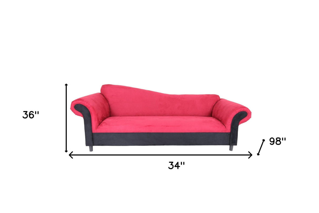 Velvet Settee With Black Legs - Red