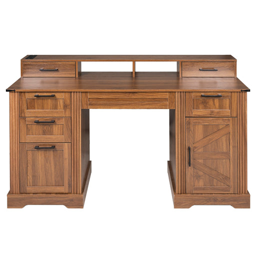 Office Desk With Charging Station & Storage Cabinet Home Essentials