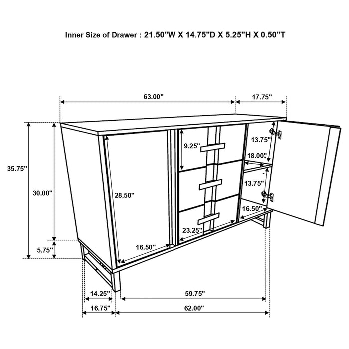 Glenmoor - 3 Drawer Server With 2 Cabinets - Dark Gray Furniture Max