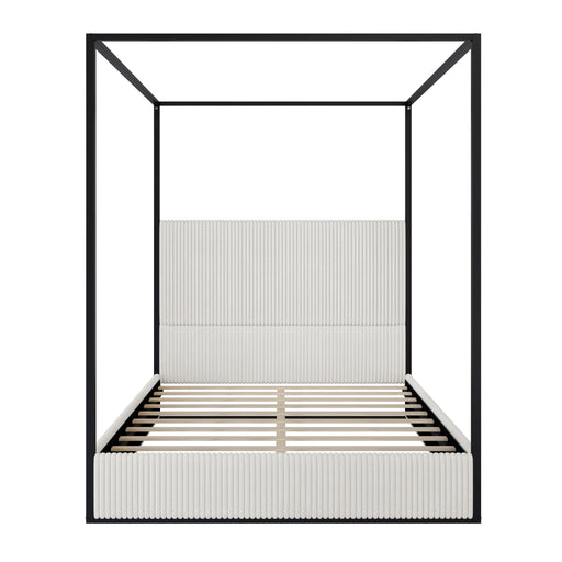Canopy Bed With Tall Upholstered Headboard And 4 Poster Hearth and Haven