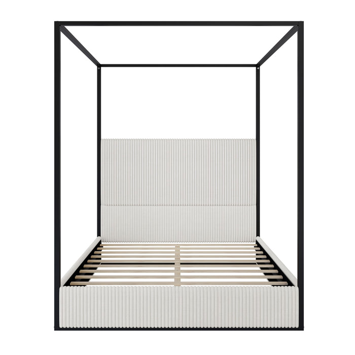 Canopy Bed With Tall Upholstered Headboard And 4 Poster Hearth and Haven