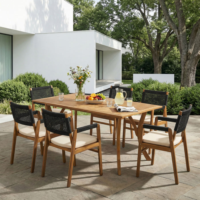 Outdoor Rustic Patio Acacia Bistro Set With Cushions Noble House