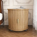 Cylinder Nightstand With Charging Station & Sliding Door Home Essentials