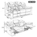 Home Theater Seating Manual Recliner Chair With Center Console And LED Light Strip For Living Room - Red Hearth and Haven