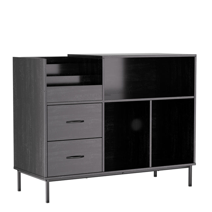Eco-Friendly Vinyl Record Player Stand With Flip-Top Storage, Media Console With Dual Outlets And Dustproof Drawers Home Essentials
