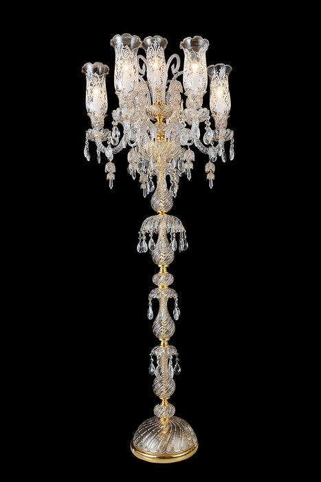 Michael Amini Lighting - Garnier 7-Light Traditional Crystal Floor Lamp - Gold Michael Amini