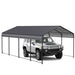 Metal Carport 12 X 20 Ft Heavy Duty With Galvanized Steel Roof Metal Garage Canopy With Galvanized Steel Roof & Frame Car Tent Outdoor Storage Shed For Car Boats And Truck - Alabaster / Dark Gray Home Essentials