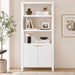 Modern Tall Storage Bookcase Cabinet With 2 Open Shelves & Double Doors Noble House