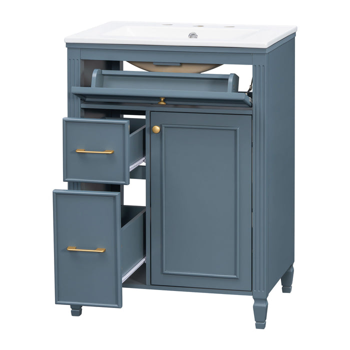 Freestanding Bathroom Vanity With Sink, Soft Close Door, Tip Out Drawer Noble House