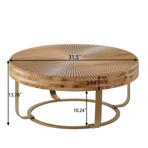 Modern Round Coffee Table With Wooden Carving Pattern Home Essentials