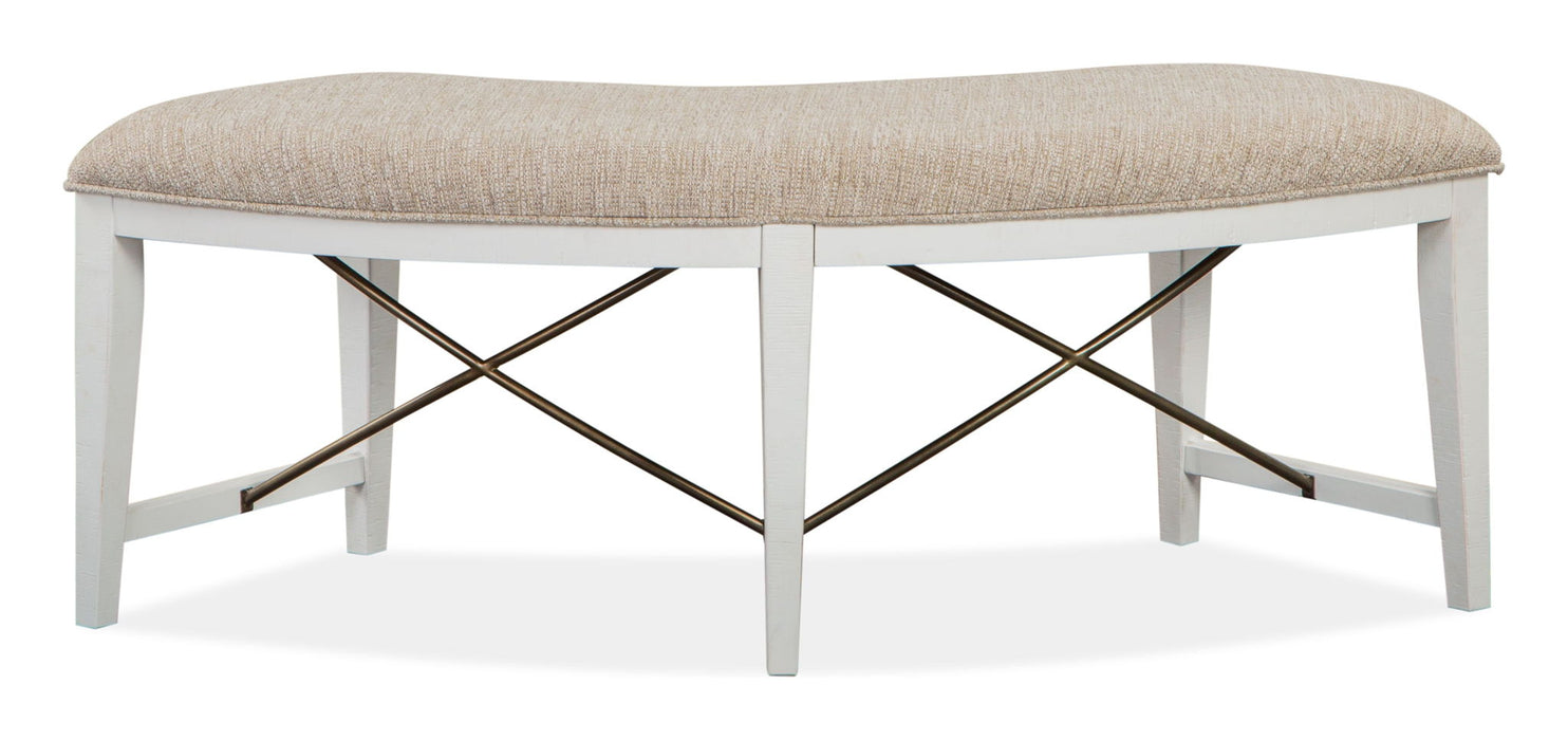 Heron Cove - Curved Bench With Upholstered Seat - Chalk White Magnussen Furniture