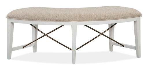 Heron Cove - Curved Bench With Upholstered Seat - Chalk White Magnussen Furniture