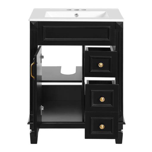 Bathroom Vanity With Sink, Compact Cabinet & 2 Drawers And Adjustable Shelf Hearth and Haven