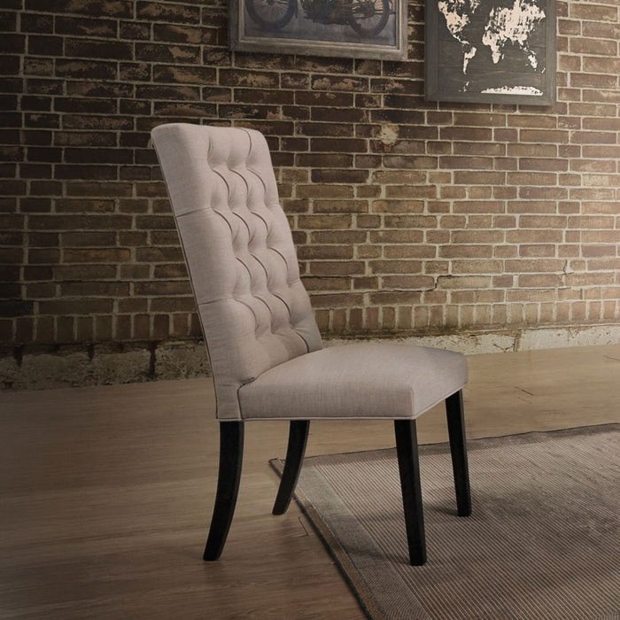 Morland - Side Chair (Set of 2) - Tan Linen & Vintage Black ACME