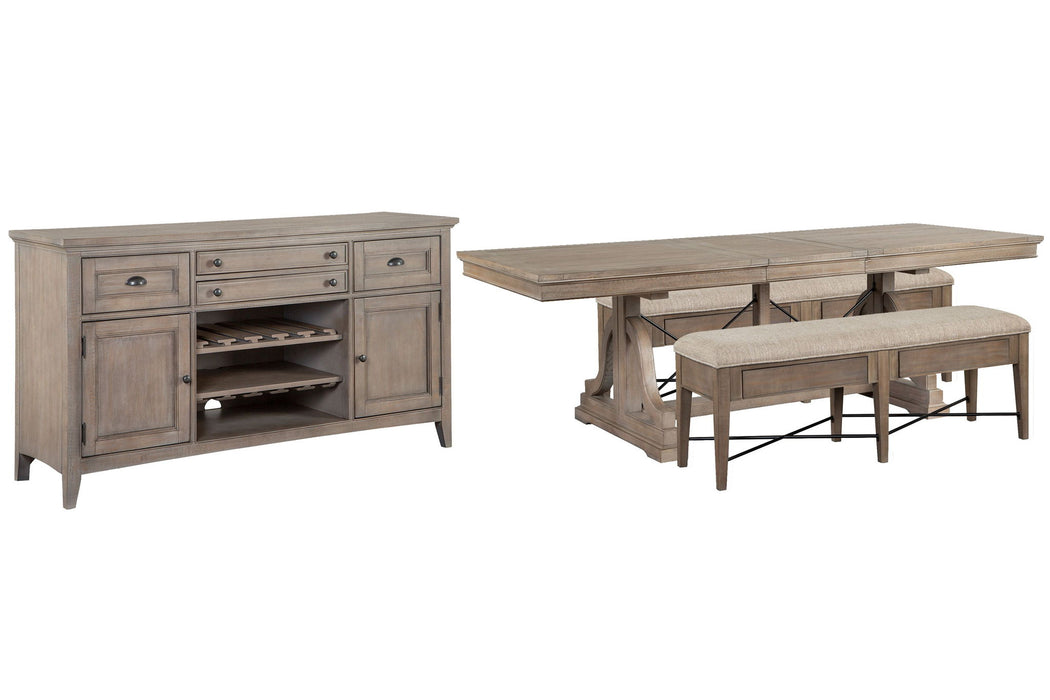 Paxton Place - Extendable Trestle Dining Table Set Magnussen Furniture