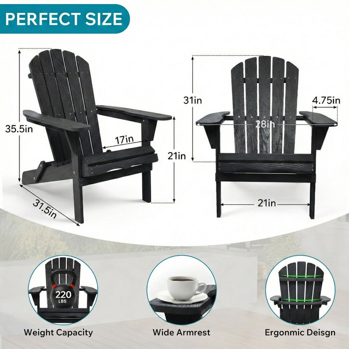 Folding Adirondack Lounge Chair With Embossed Grain Texture Home Essentials