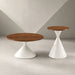 2 Piece Round Coffee Table Set - Walnut / White Home Essentials
