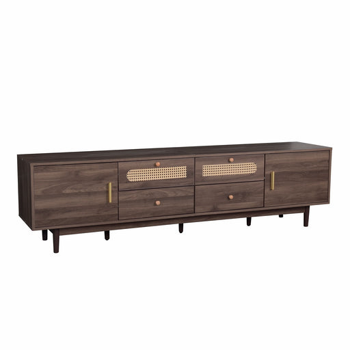 TV Stand With Drawers, Accent Entertainment Center For Living Room - Dark Brown Hearth and Haven
