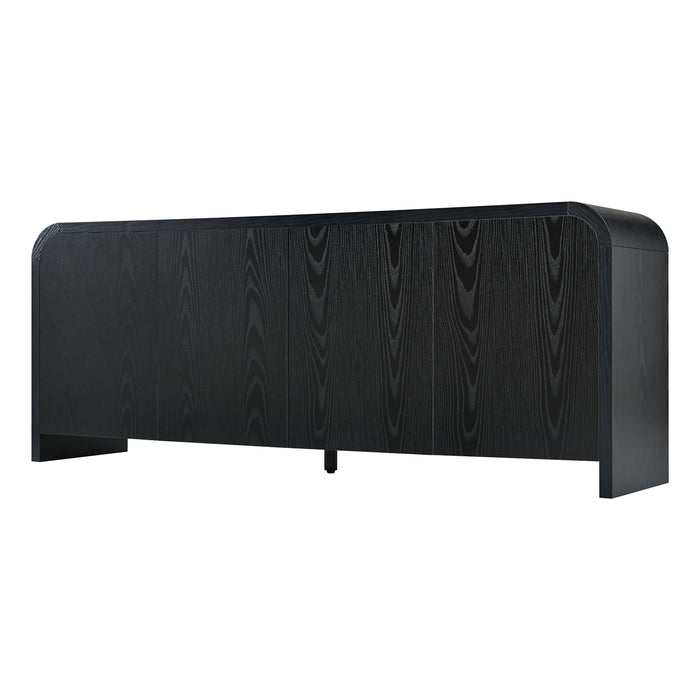 Curved Edge TV Stand With Large Cabinets Hearth and Haven