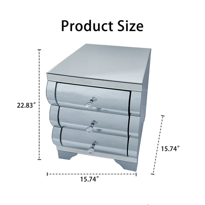 Nightstand With 3 Drawers, Bedside Table For Bedroom - Silver Home Essentials