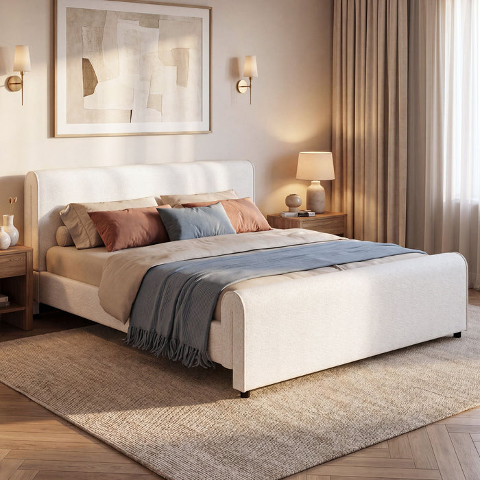 Luxury Upholstered Bed Frame With Curved Headboard & Footboard Artistry At Home