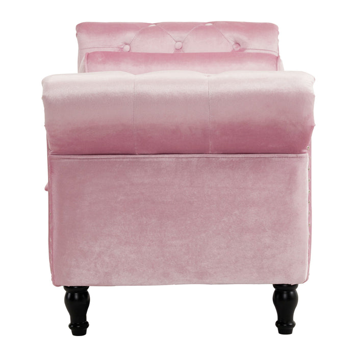 Luxurious Velvet Multifunctional Storage Ottoman Bench With Pillow