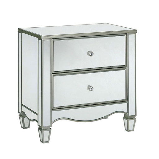 Nightstand With Mirror Panels - Silver Home Essentials