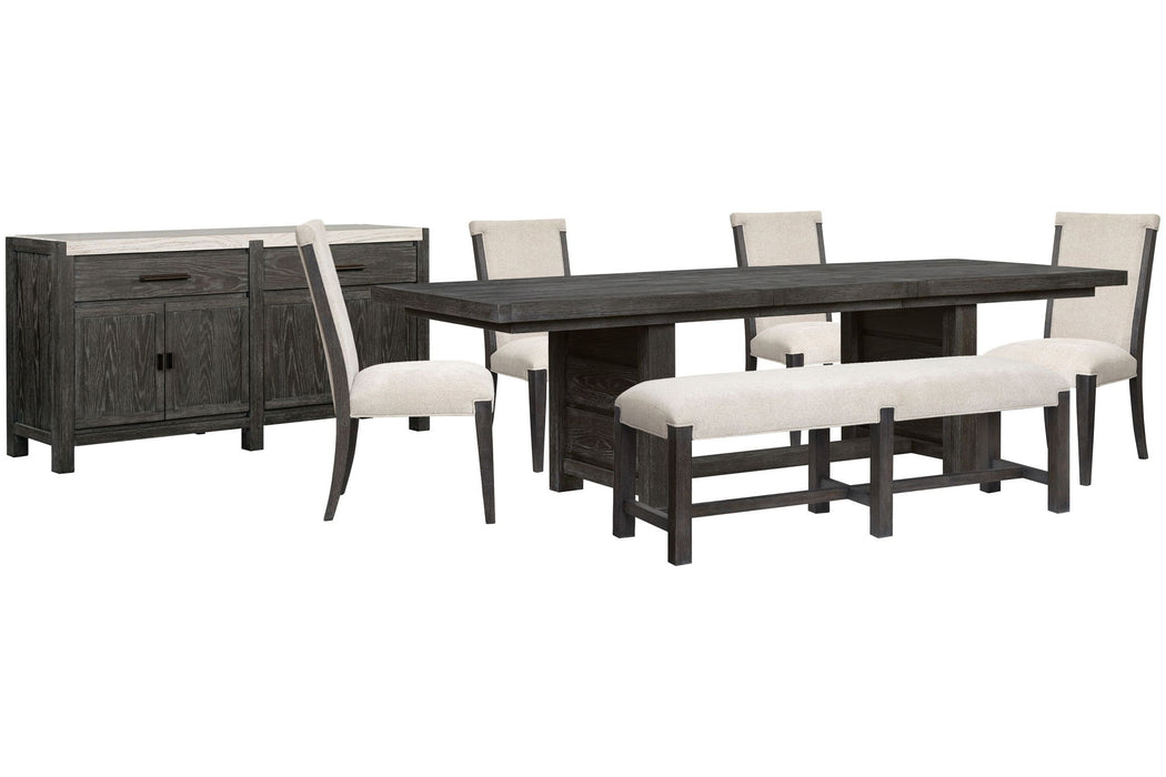 Plum Creek - 7 Piece Extendable Trestle Dining Table Set Magnussen Furniture
