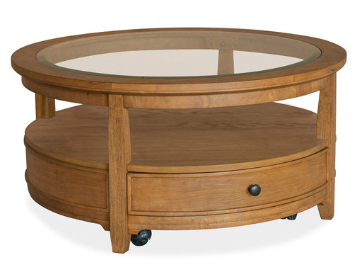 Durant - Round Cocktail Table With Casters - Honey Brown Magnussen Furniture