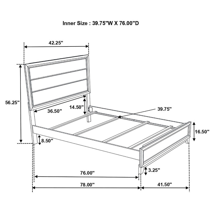 Twin Panel Bed With Tapered Legs - Gray Furniture Max