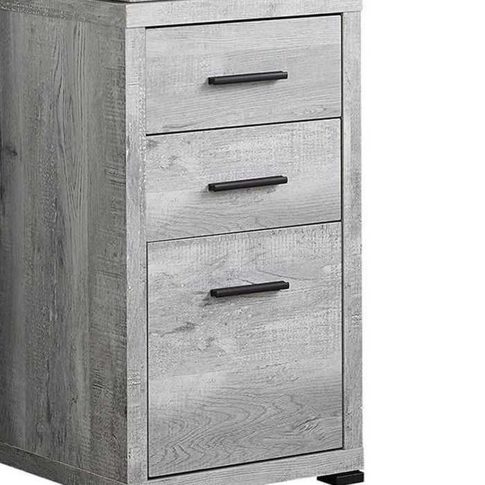L Shape Computer Desk With Three Drawers - Gray