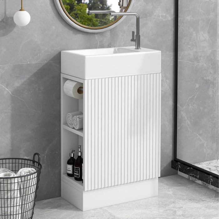 Modern Bathroom Vanity With Sink And 2 Tier Shelf Hearth and Haven