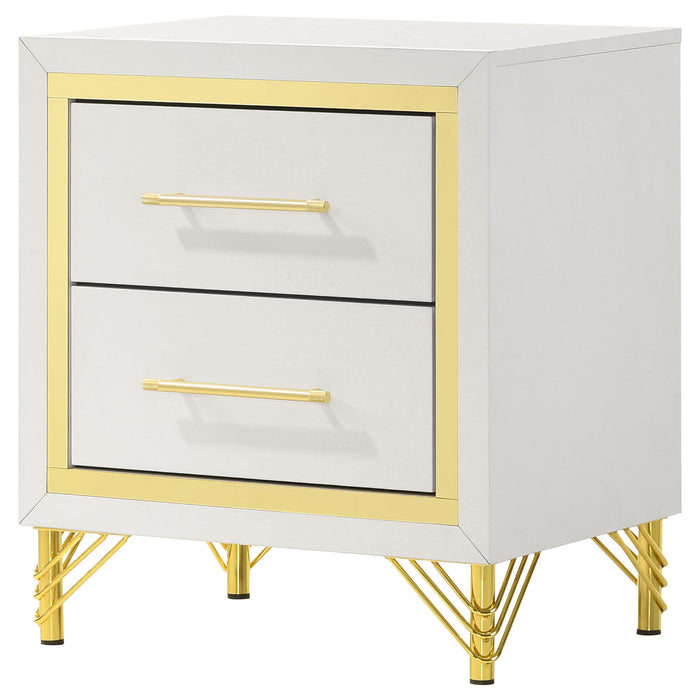 Chesney - 2 Drawer Nightstand With Trim, Bedroom Side Table - White Furniture Max