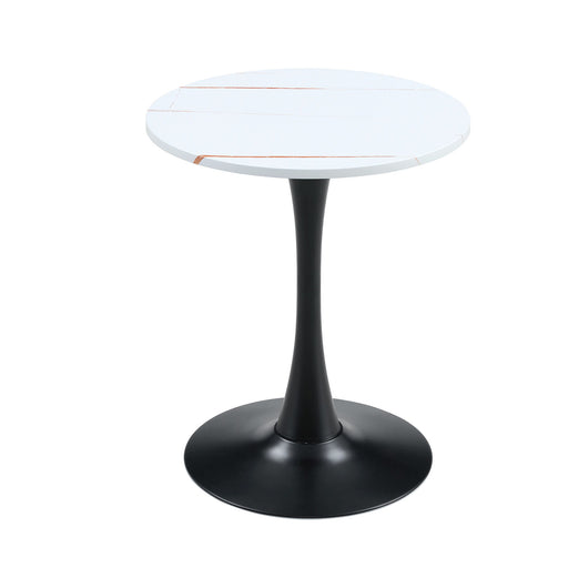 Round Dining Table With Thickened Engineered Wood Top And Metal Pedestal, 23.6" Diameter For Kitchen, Living Room, Small Spaces Home Essentials