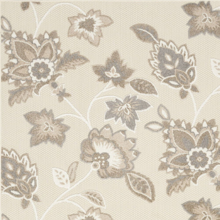 6' X 9' Floral Stain Resistant Area Rug Non Skid - Beige