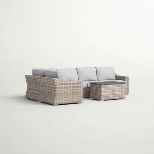 Wicker Outdoor Seating Set With Curved Arms, Plush Cushions, 4 Person - Gray Mix LSI Patio Furniture
