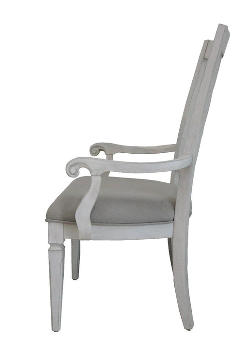 Katia - Arm Chair (Set of 2) - Light Gray Linen & Weathered White ACME