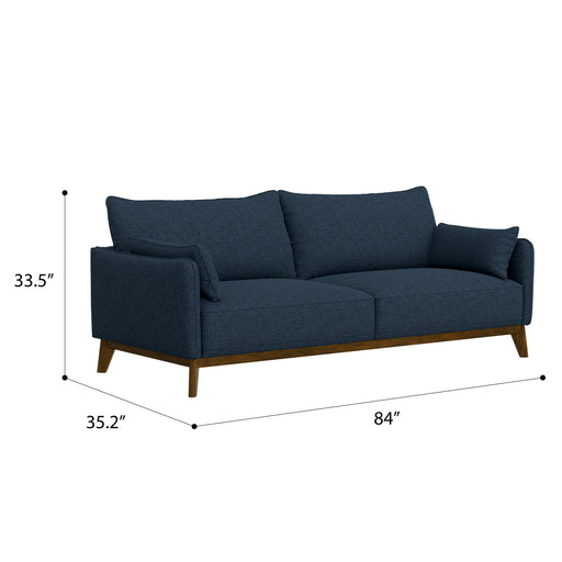 Sofa Wide With Attached Legs - Blue Emerald Home
