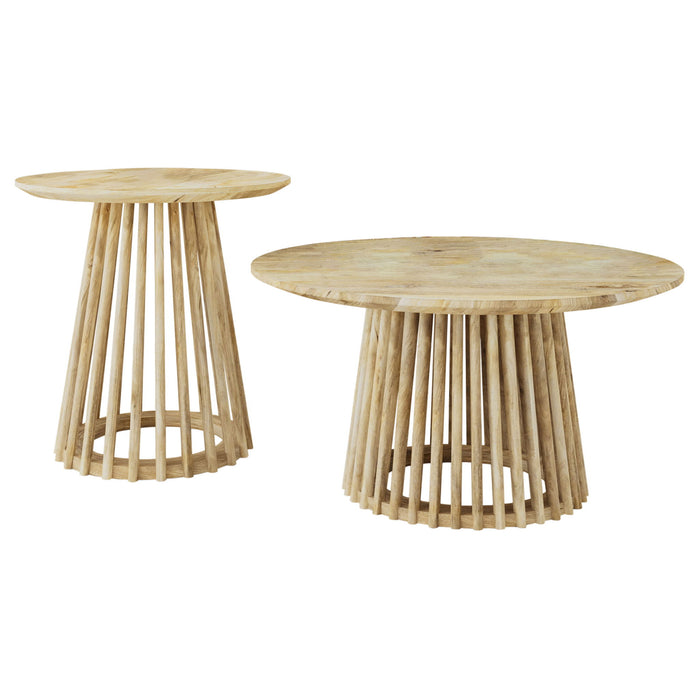 Diana - 2 Piece Round Coffee And End Table Set - Natural Furniture Max