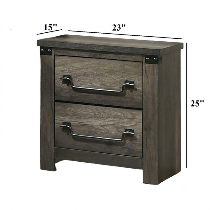 Nightstand, 2 Drawer Storage - Gray Home Essentials
