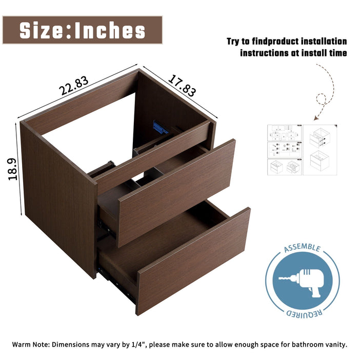 Bathroom Vanity With Basin Wall Hang Storage - Brown / Brown / White Home Essentials