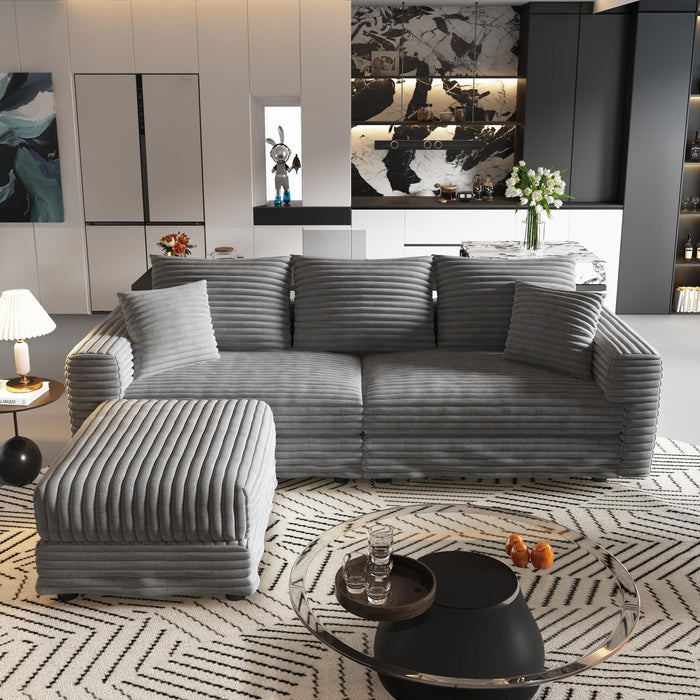 Deep Seat Convertible Sofa With Soft Pillows And Ottomans Home Essentials