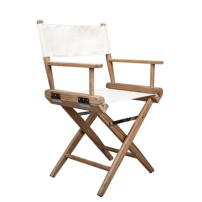 23" Wood Solid Wood Indoor Outdoor Director Chair - Brown And Ivory And Natural