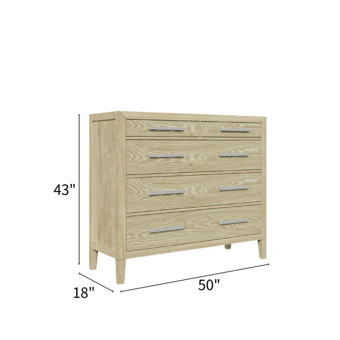 Adeline - 5 Drawers Chest - Natural Wood Wash Home Essentials