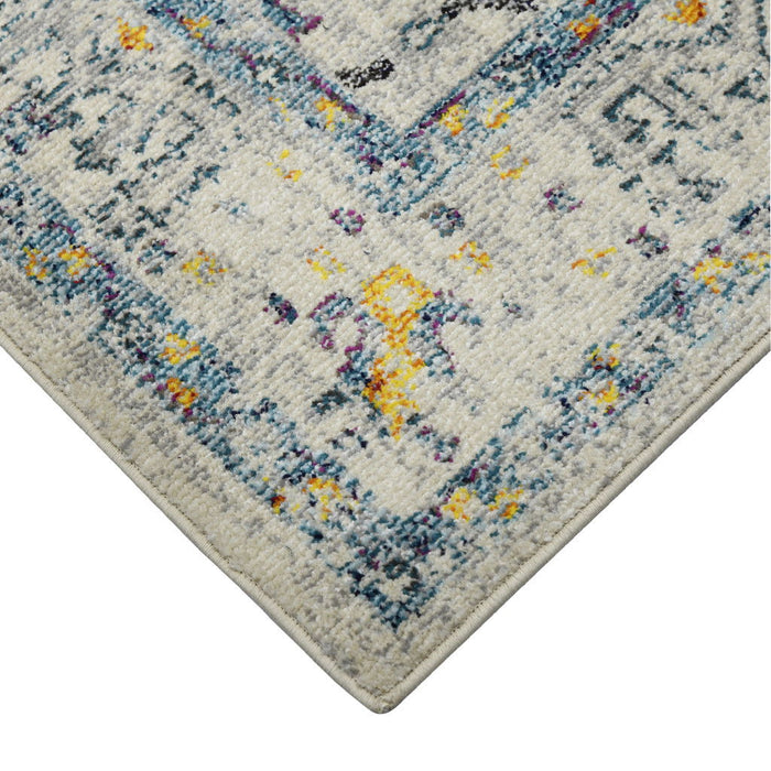 9' X 12' Southwestern Stain Resistant Indoor / Outdoor Area Rug - Yellow / Ivory