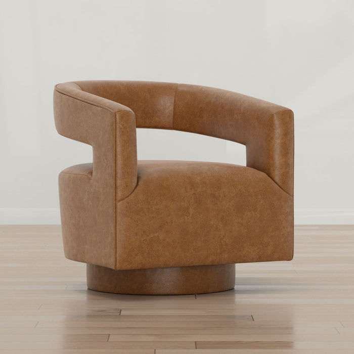 Swivel Accent Chair With Geometric Backrest Emerald Home
