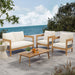 Porto - Outdoor 4 Piece Chat Set, Comfortable Seating, Acacia Wood And Rope, Compact Dimensions - Teak / Beige Noble House